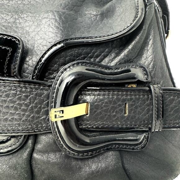 Fendi B. Bis Vintage Black Leather Flap Shoulder Bag - Picture 3 of 11